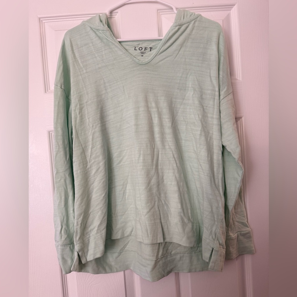 LOFT Light Green Long Sleeve V-Neck Top